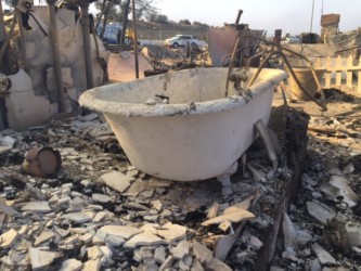 Aftermath of the Blue Cut fire Bathtub in the aftermath of the Blue Cut fire