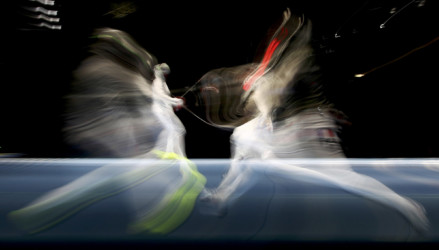 Olympians in motion: Women's Fencing 2 women fencing