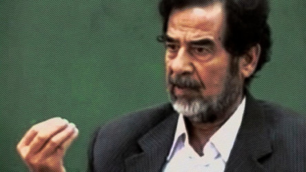 Iraq: War Continued Saddam Hussein in a courtroom