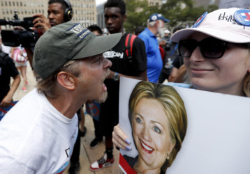 Protests in Philadelphia Pro and anti Hillary demonstrators