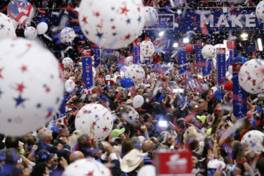 The big finale Confetti and balloons fall