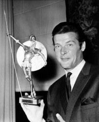 Roger Moore winning the Don Quixote Award Roger Moore