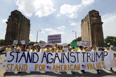 Protests outside the RNC Demonstrators march on the street