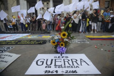 Colombians in Medellin celebrate the ceasefire between the government and the FARC