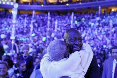 Wyclef Jean Rapper Wyclef Jean receives a hug