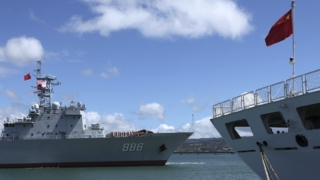 The Chinese PLA Navy replenishment ship Qiandaohu arrives for RIMPAC 2014, in Honolulu