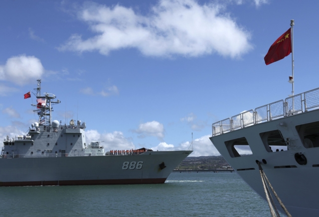 The Chinese PLA Navy replenishment ship Qiandaohu arrives for RIMPAC 2014, in Honolulu