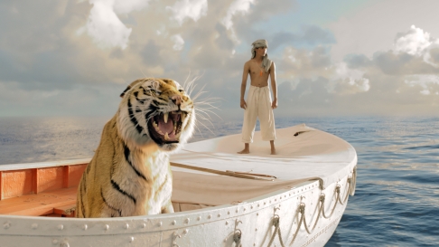 In the Oscar-winning 2012 movie Life of Pi, a young man is stranded on a lifeboat with a tiger after a shipwreck. 