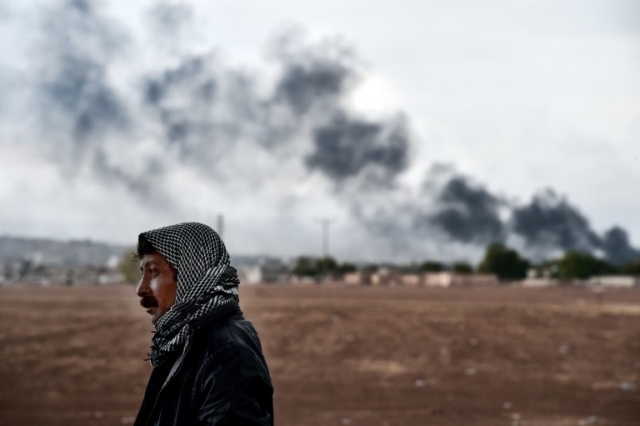 Kurdish man at Turkey-Syria Border