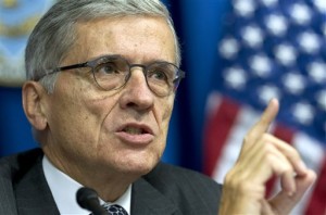 FILE - In this Oct. 8, 2014 file photo, Federal Communications Commission (FCC) Chairman Tom Wheeler speaks during new conference in Washington. ( AP Photo/Jose Luis Magana, File)