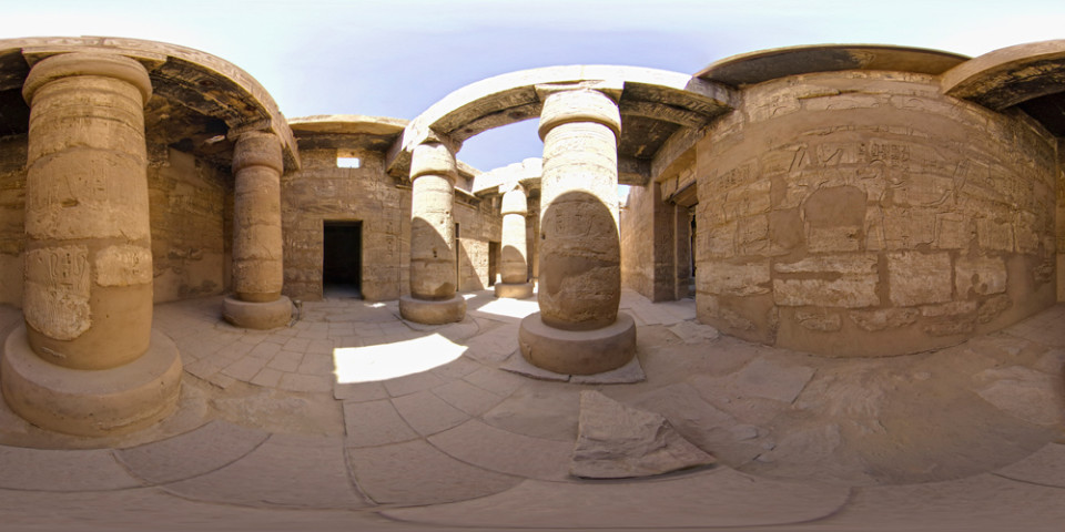 Spherical panorama image of the Hipostyle Hall at the Temple of Karnak Luxor, Egypt. (Focusredsea/Wikimedia Commons)