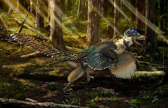 Zhao Chuang's painting of Zhenyuanlong shows how strange this feathered beast may have looked