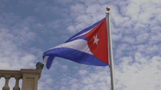 The Cuban flag is raised at the embassy in the US Monday, July 20, 2015. Photo: CCTV America.