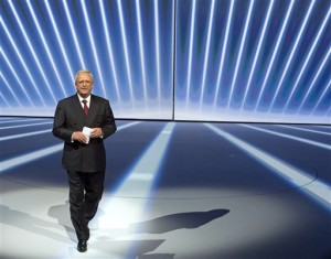 In this Sept. 14, 2015 file photo Volkswagen CEO Martin Winterkorn, center, leaves the stage during the Volkswagen group night on the eve of the Frankfurt Auto Show IAA in Frankfurt, Germany. (AP Photo/Jens Meyer)