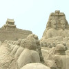 Sand sculptures depict victory in war against Japanese aggression