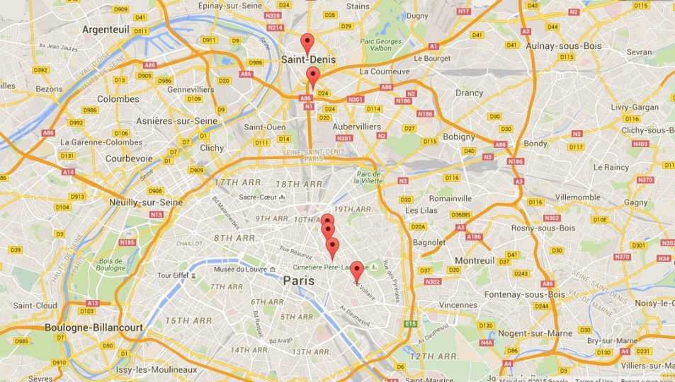 Map and timeline of Paris attacks