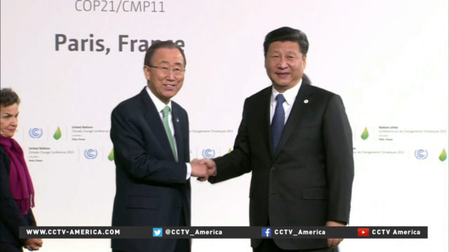 U.N. Secretary-General Ban Ki-moon and Chinese President Xi Jinping