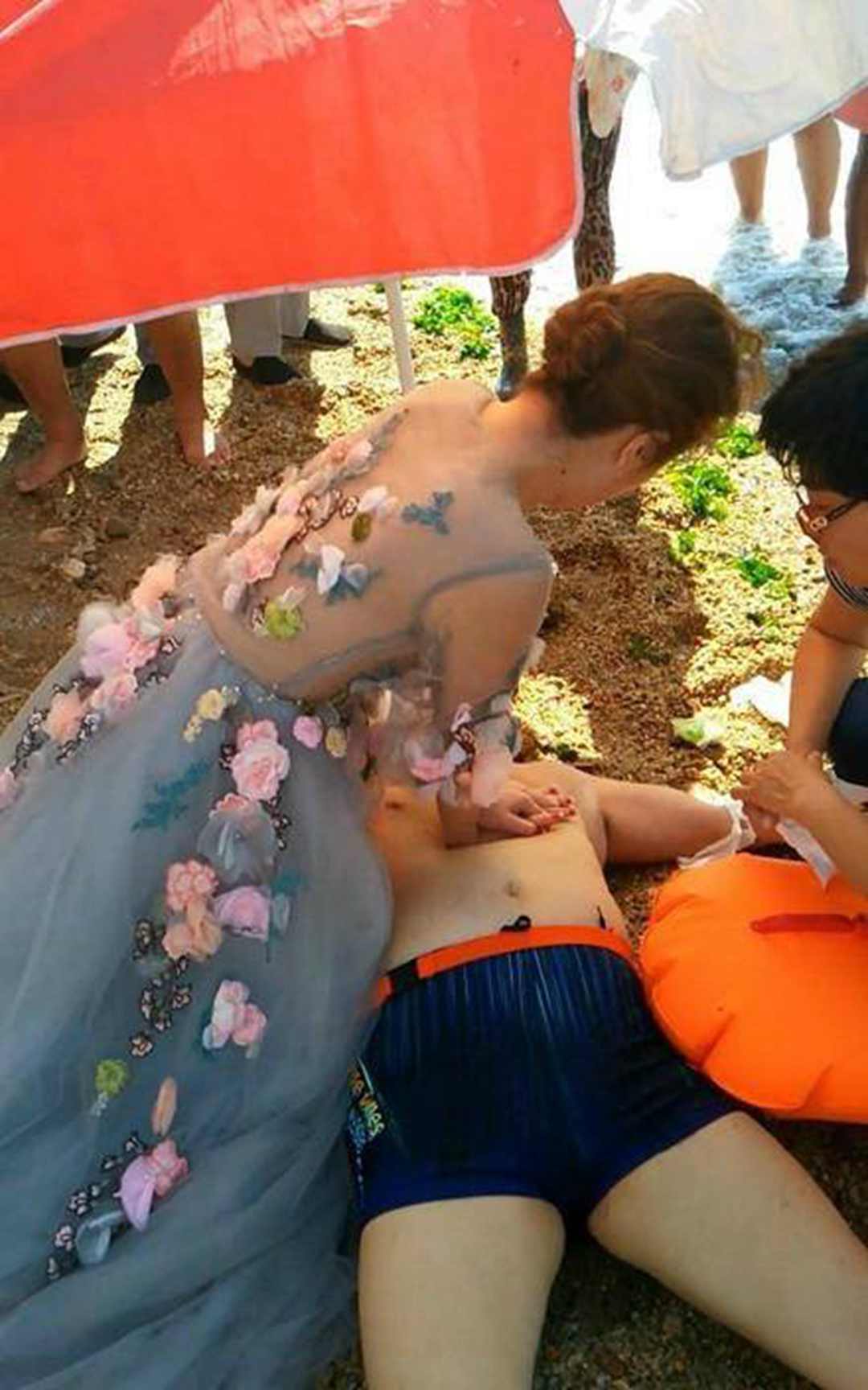 bride tried to save a drowning man
