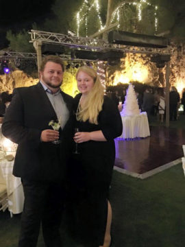 This 2015 family photo shows Alexander Pinczowski and his fiance Cameron Cain in Greece. Belgian authorities and the Dutch Embassy positively identified the remains of Alexander Pinczowski, and his sister, Sascha Pinczowski, who died in the terrorist bombings in Brussels. (Courtesy of the family via AP)