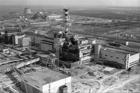 An aerial view of the Chernobyl nuclear plant.