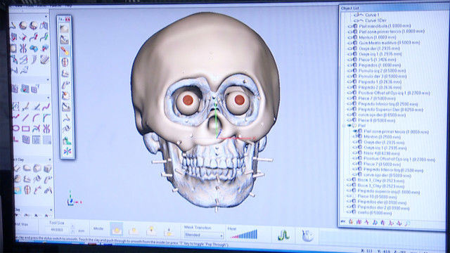 a face being reconstructed in 3-D space