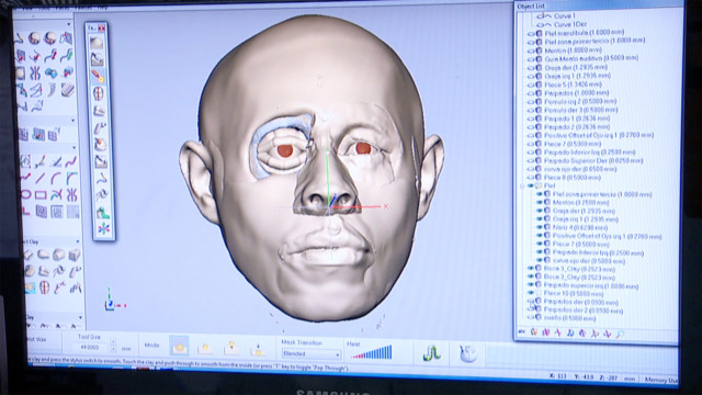Layers of muscle and facial structure reconstructed on 3D scan