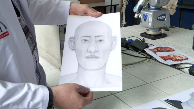 printout of 3-D reconstruction used for family members to identify
