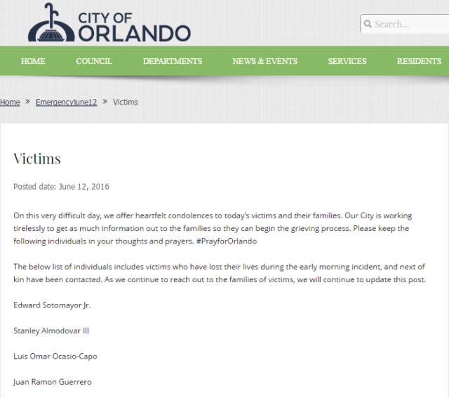 Victims City of Orlando