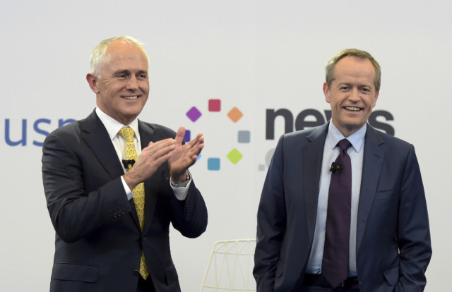 Australian Prime Minister Malcolm Turnbull and Australian opposition leader Bill Shorten