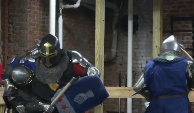 Combination of martial arts and medieval armor in New York