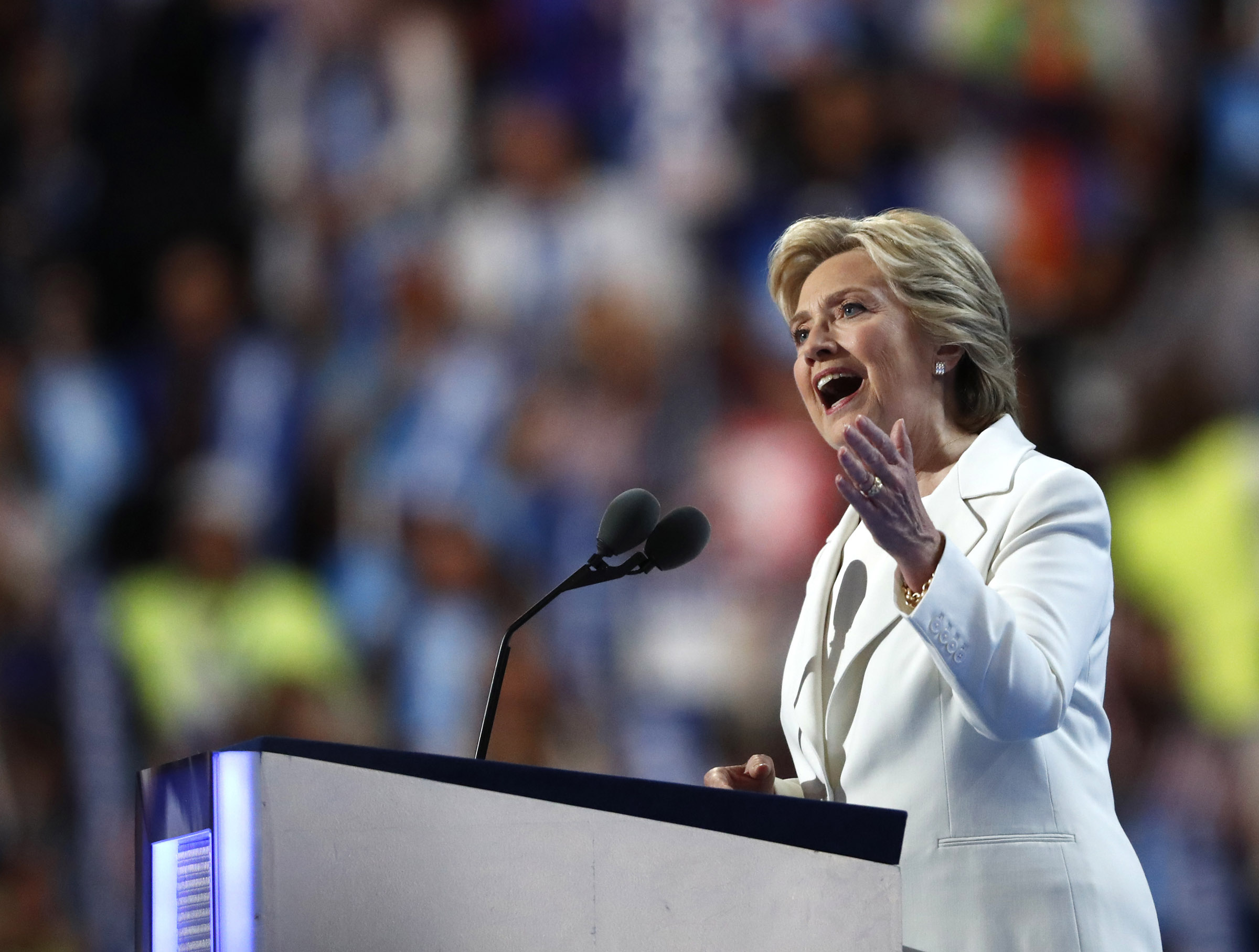 Hillary Clinton accepts Democratic party nomination at Philly convention