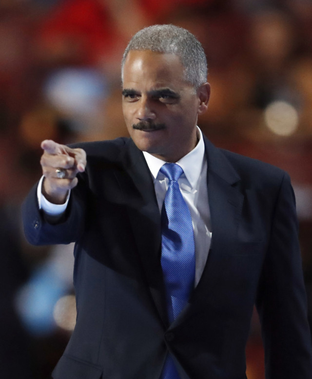 Eric Holder on stage