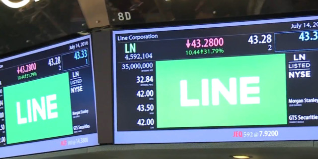Japanese messaging app Line's stock soars on first trading day