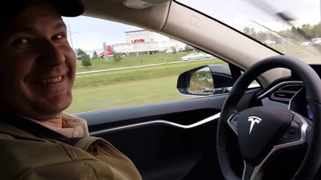  Joshua Brown being driven by his autopilot Tesla