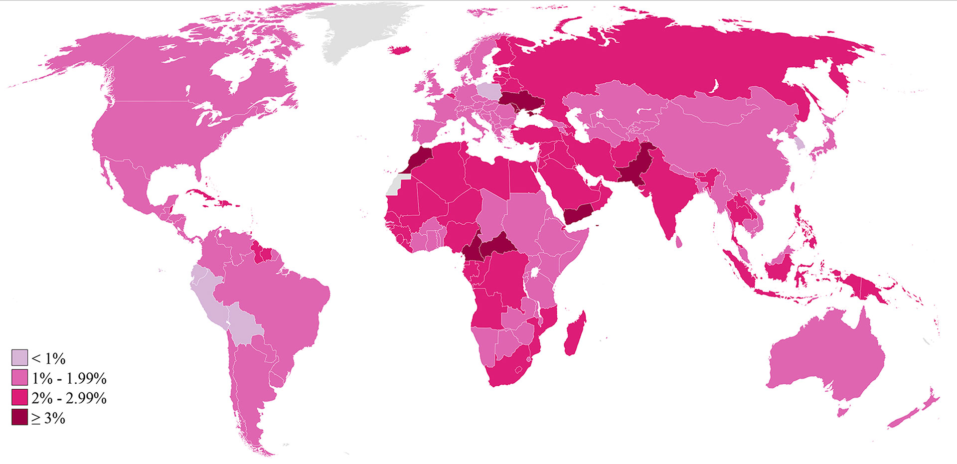 Percent of infertility among women 20–44 years old. (Source: National, Regional, and Global Trends in Infertility Prevalence Since 1990: A Systematic Analysis of 277 Health Surveys, PLOS Medical journal)