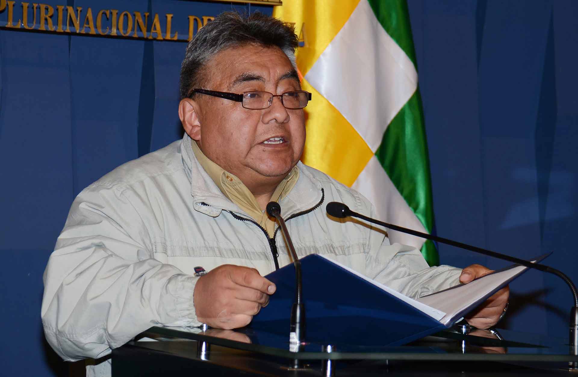 In this Nov. 26, 2014 photo, released by the government-run Bolivian Information Agency, Bolivia's Deputy Minister of Internal Affairs Rodolfo Illanes speaks during a press conference at the government palace in La Paz, Bolivia. Government officials said that the striking miners kidnapped and beat Illanes to death after he traveled to the area to mediate in the bitter conflict over mining laws. (Gonzalo Jallasi/Bolivian Information Agency via AP)