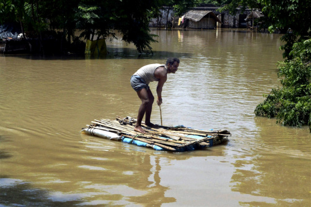 villager uses a custom made raft