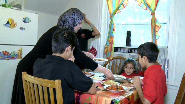 Alarjeh family at mealtime