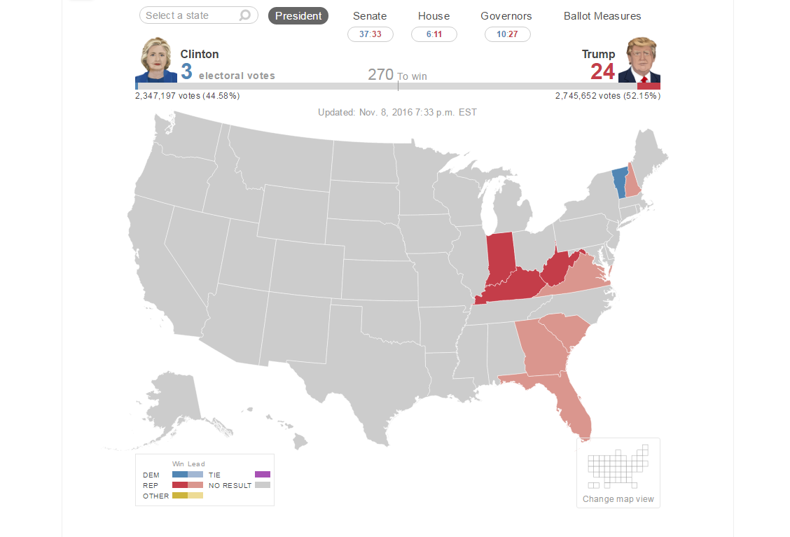 Interactive Electoral College map of the US
