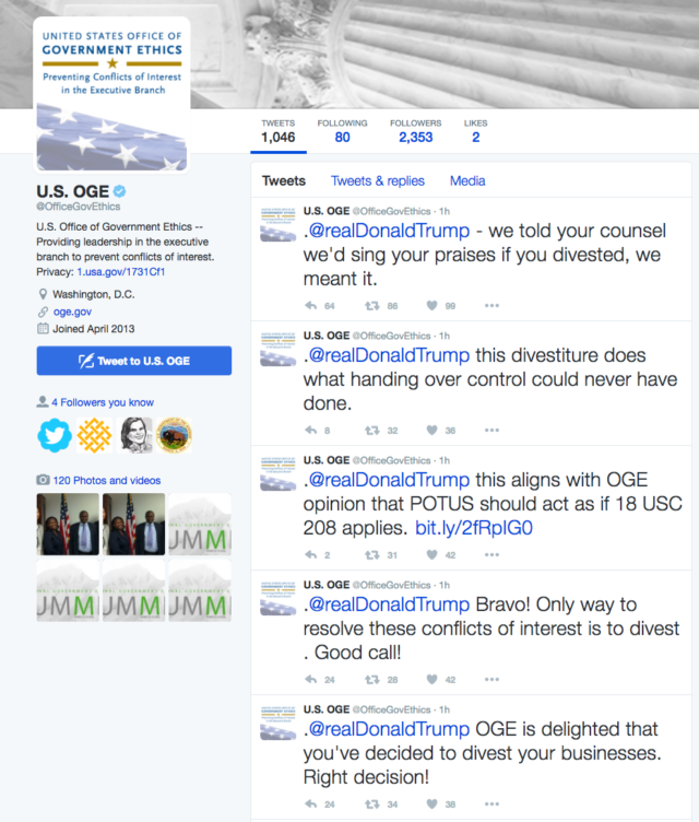 U.S. Office of Government Ethics Twitter