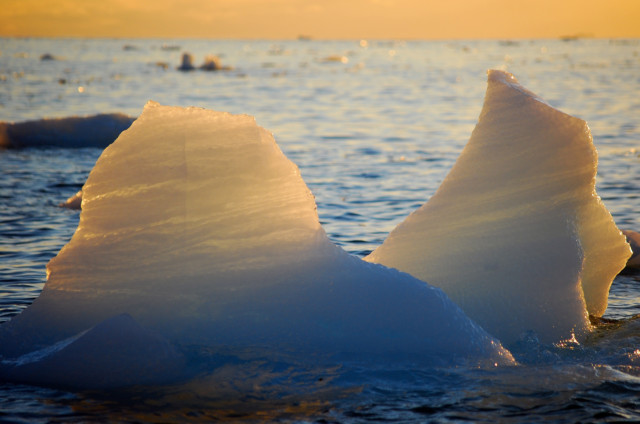 Ice chunks off the coast of Greenland.