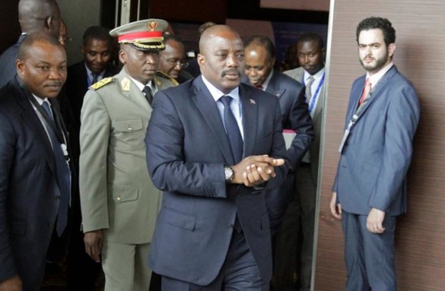 Democratic Republic of Congo's President Joseph Kabila arrives for a southern and central African leaders meeting to discuss political crisis in the Democratic Republic of Congo in Luanda, Angola