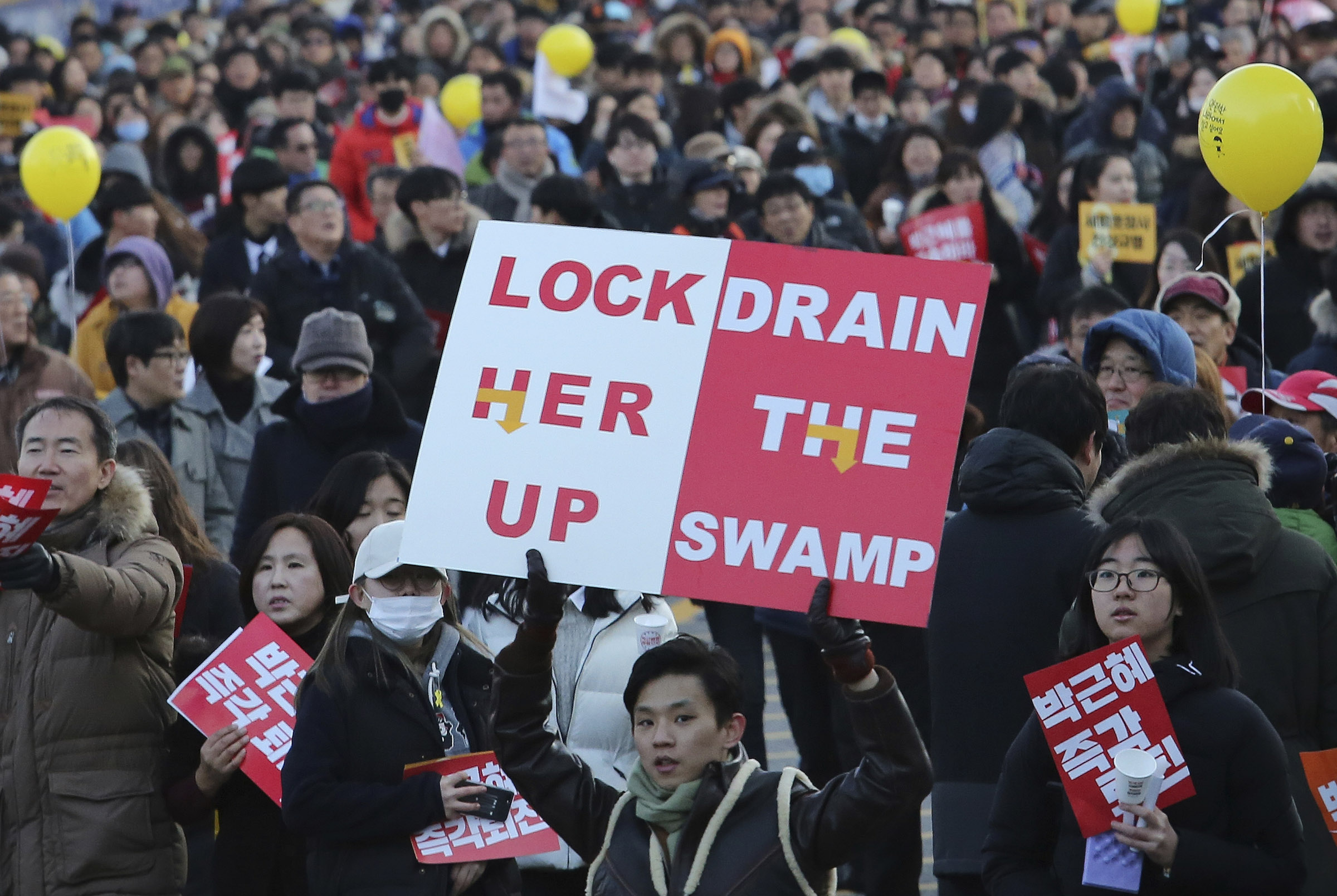 S. Korean demonstrators celebrate president Park Geun-hye’s impeachment