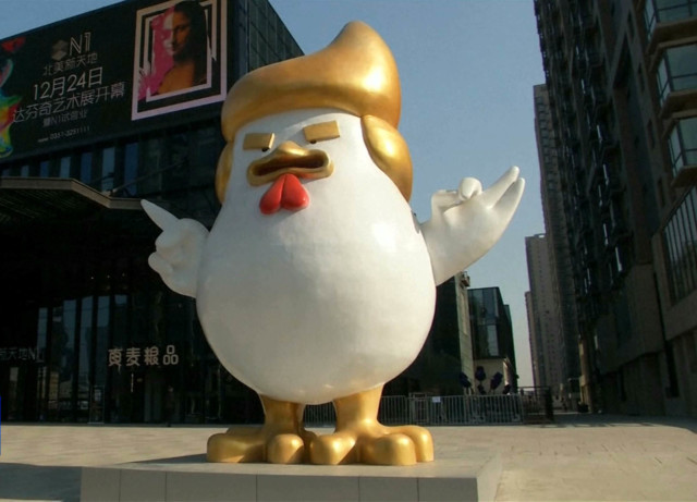 Chinese rooster balloon resembling Trump in high demand