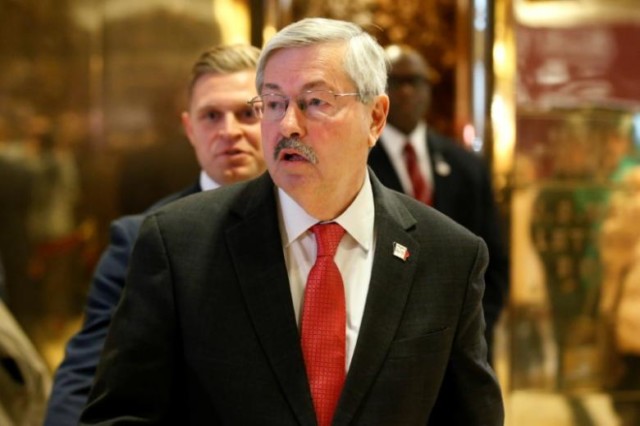 Governor of Iowa Terry Branstad exits after meeting with U.S. President-elect Donald Trump at Trump Tower in Manhattan, New York