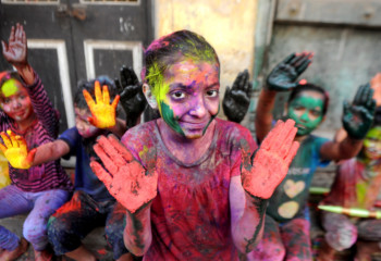 India Holi festival of color