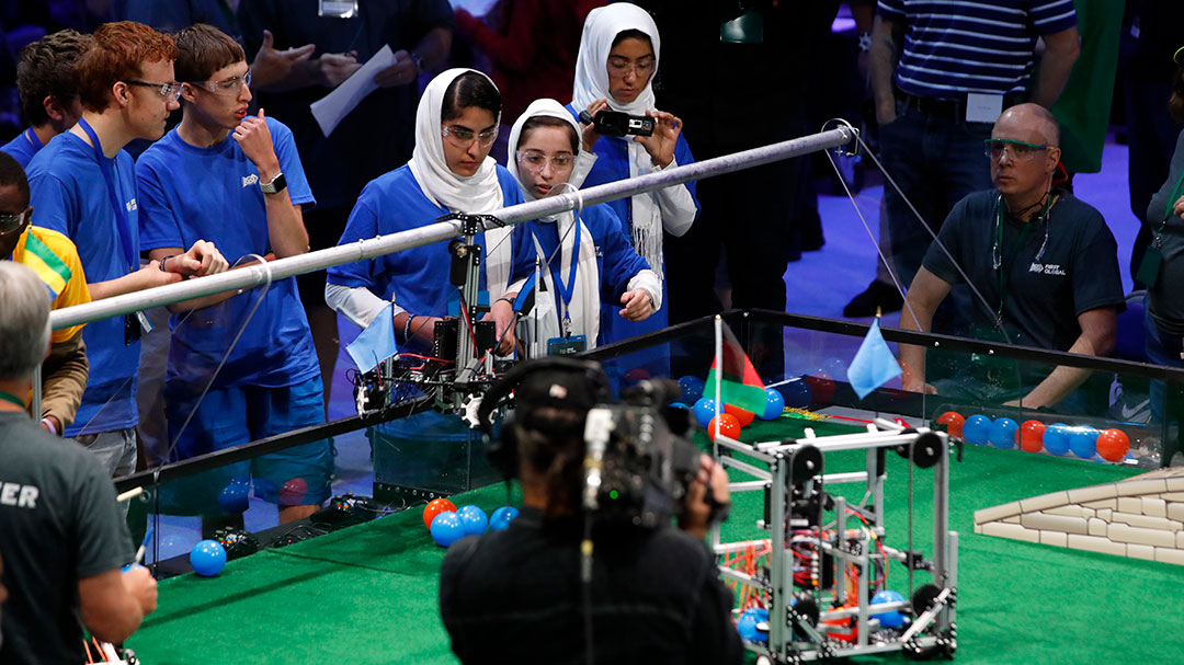 Students from war-torn nations join peers in global robotics competition