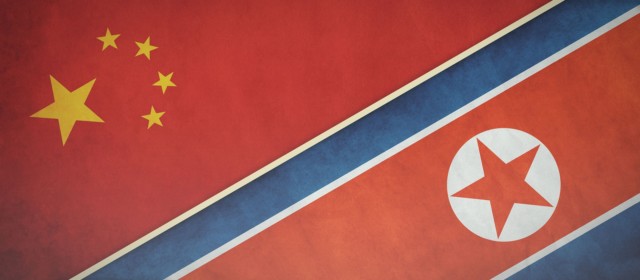 China-DPRK flags