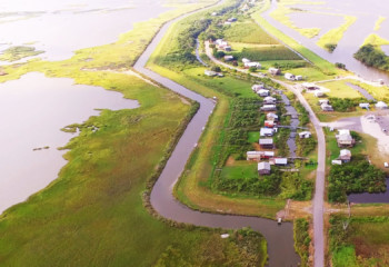 Aerial view of Isle de Jean Charles in Louisiana.