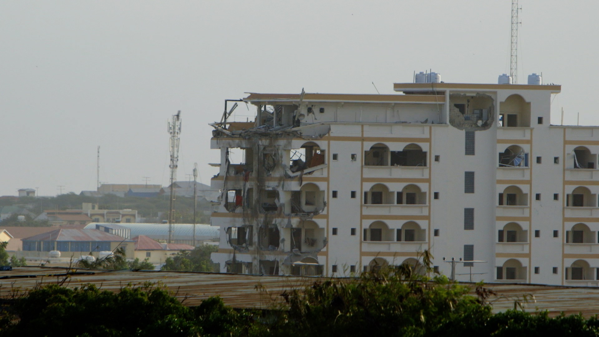 A suicide bombing attack in Mogadishu puts the crew on high alert.